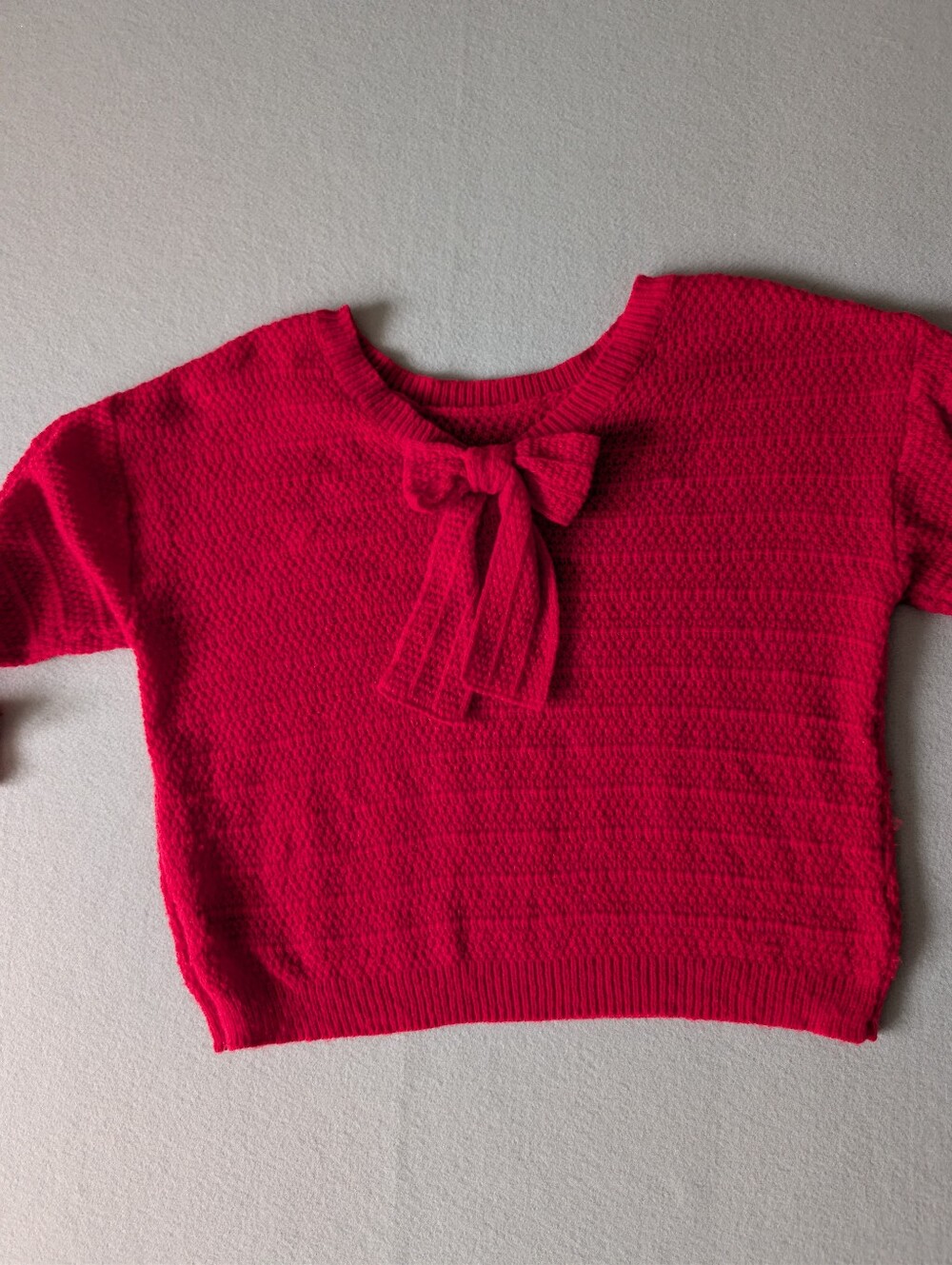 Bow Back Red Knit Sweater Long Sleeve Holiday Festive Valentine Romantic Sz L image 5